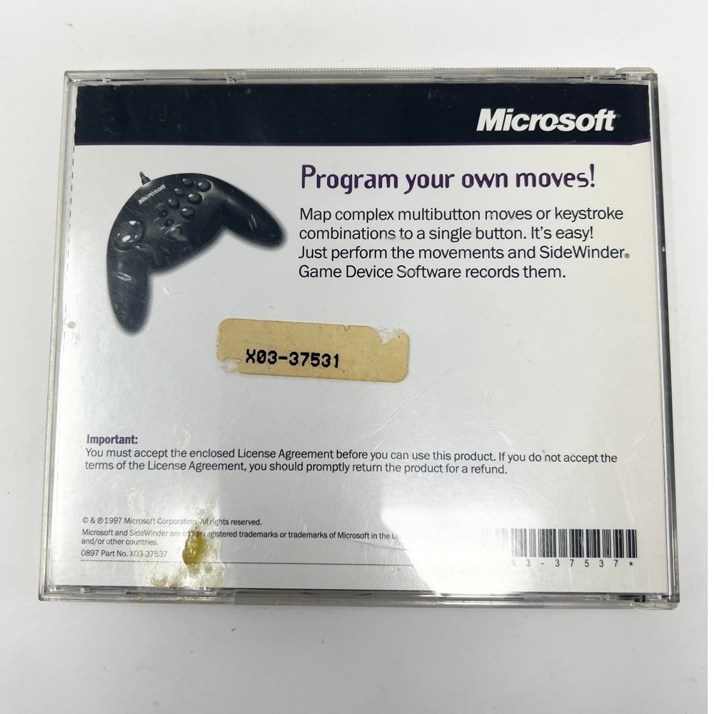 Microsoft SideWinder Game Pad PC Windows 95 Game Device Software CD, 1997