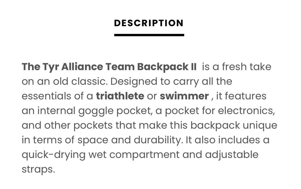 TYR Alliance Team Backpack II.