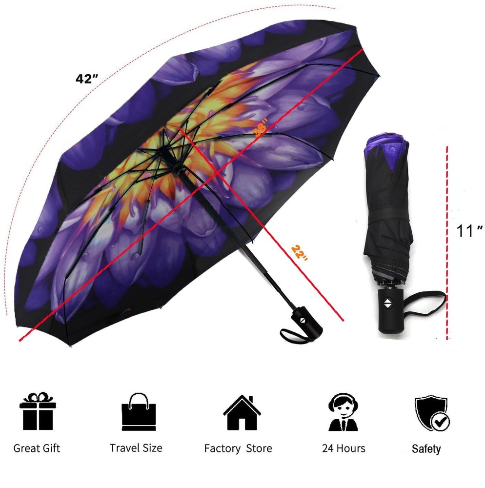 SIEPASA Windproof Travel Compact 42 Inch-1 Pack, Water lily