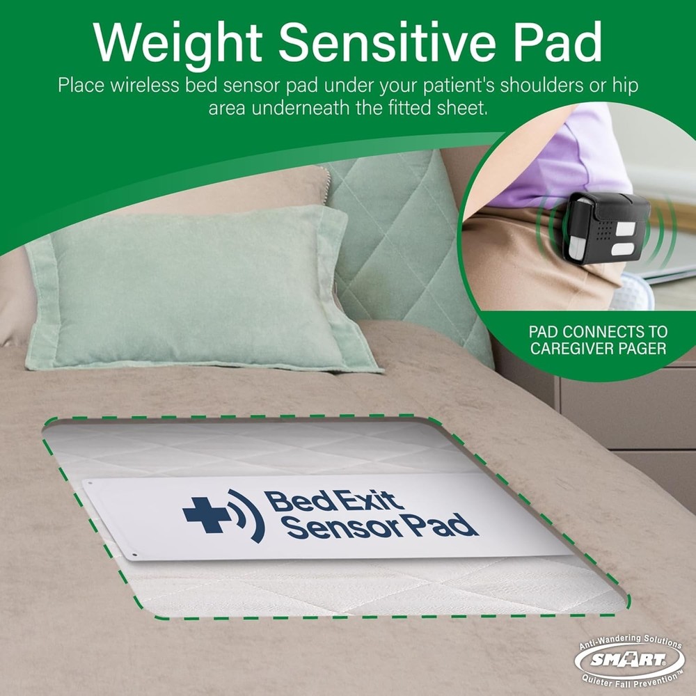 ~NEW~Smart Caregiver Wireless Bed Exit Sensor Alarm & Audio+ Pager Alert System