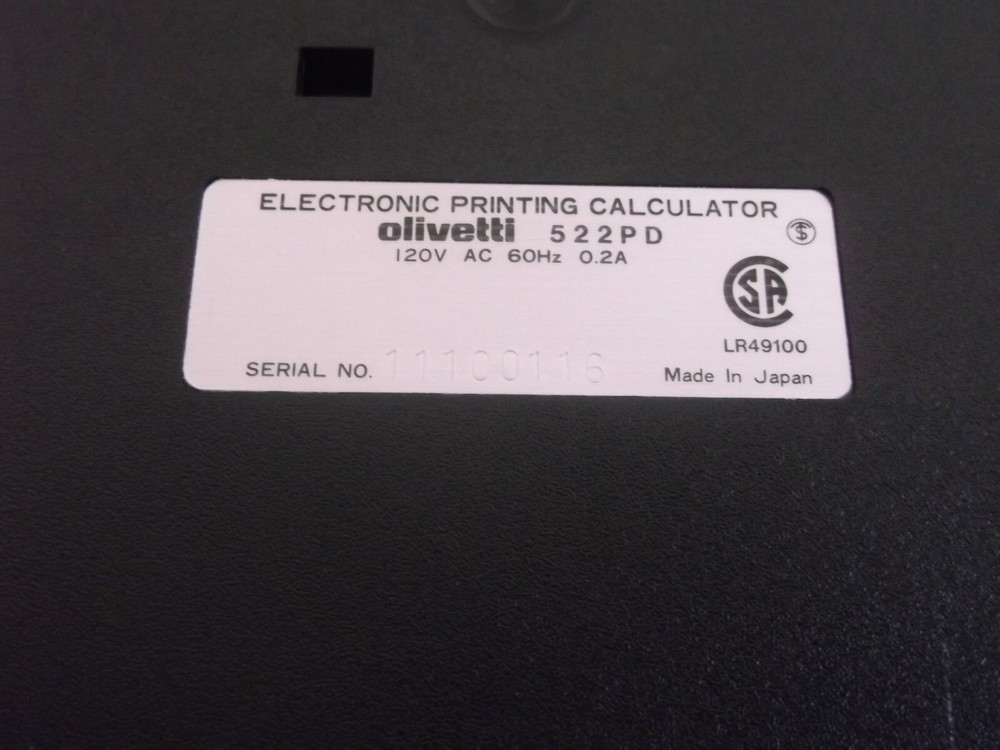 OLIVETTI 522PD 12-DIGIT GREEN DISPLAY SLIM DESKTOP ADDING MACHINE JAPAN WORKING