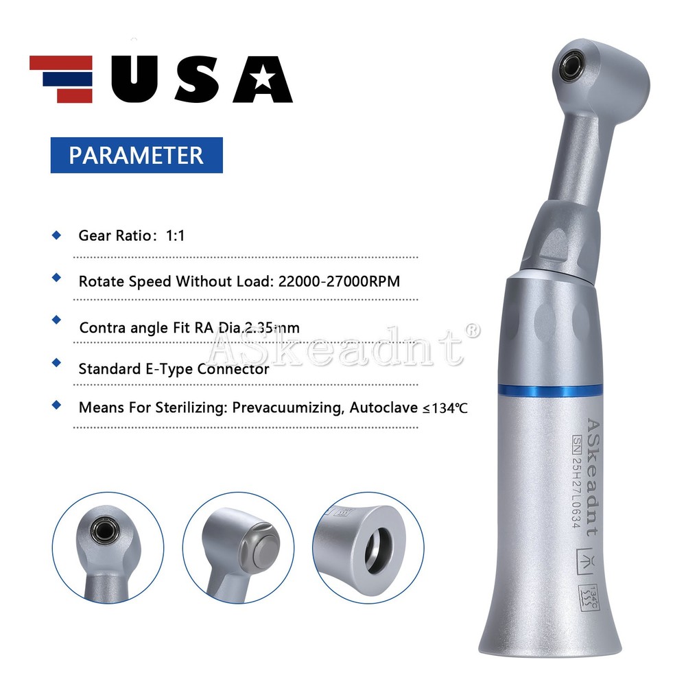 ASkeadnt Dental Low Slow Speed Push Button Contra Angle Handpiece E-type