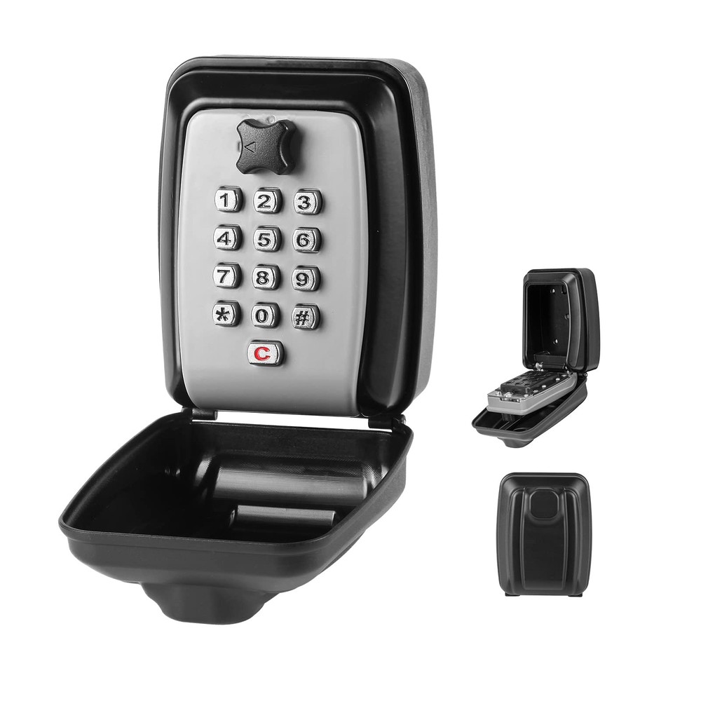 Key Lock Box, Wall Mounted Key Storage Box with 12Digit Keyboard Combination,...
