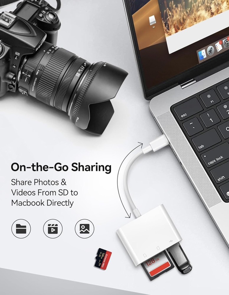 USB-C 3-in-1 Hub Adapter Converter SD Card Reader Open Box