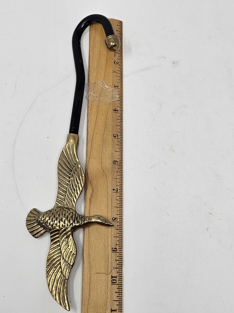 Vintage Brass Mallard Duck Fireplace Hook Damper Flue Pull