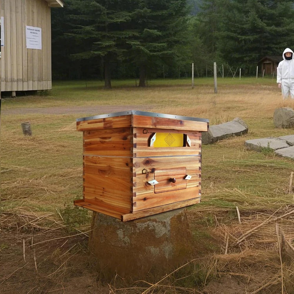 10 Frame Bee Hive Coated + Beeswax Complete Beehive Kit (1 Deep & 1 Medium Box)