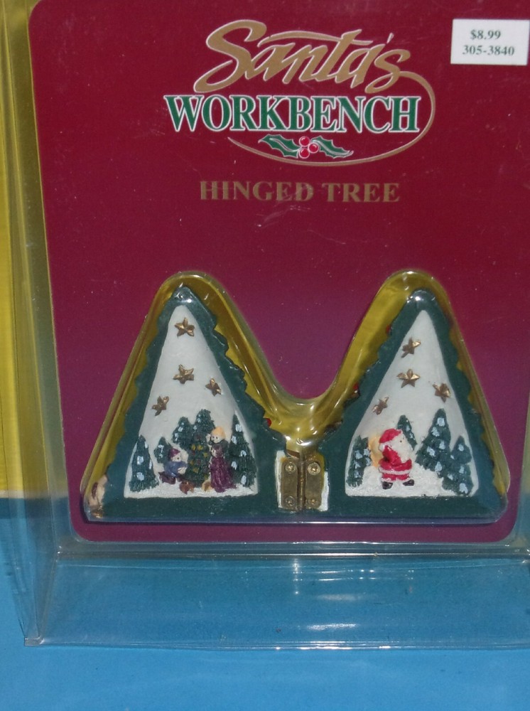 Santa's Workbench Opening Hinged Mini Santa in Tree Figurine - Christmas Display