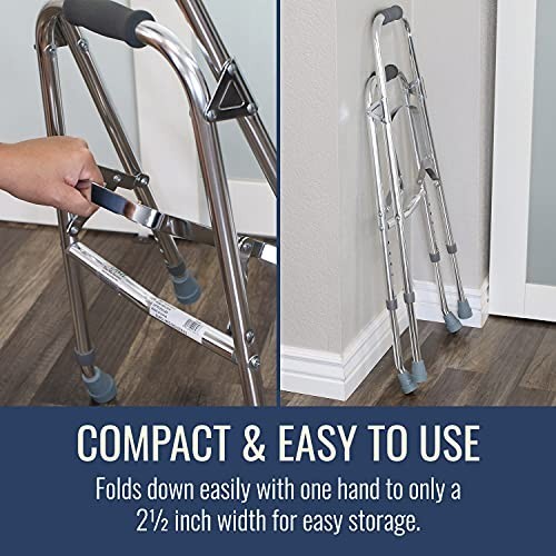 Adjustable Hemi Walker Lightweight Aluminum Folding Mobility Aid Support