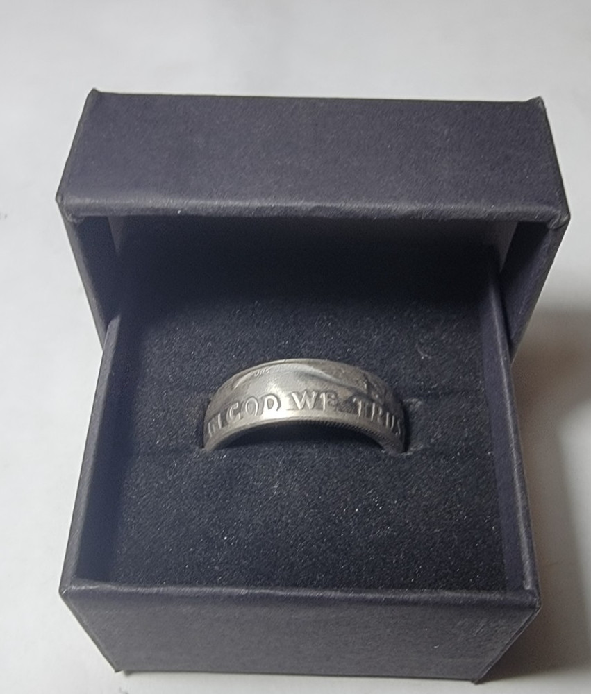 90% silver franklin half dollar coin ring (choose size and finish)