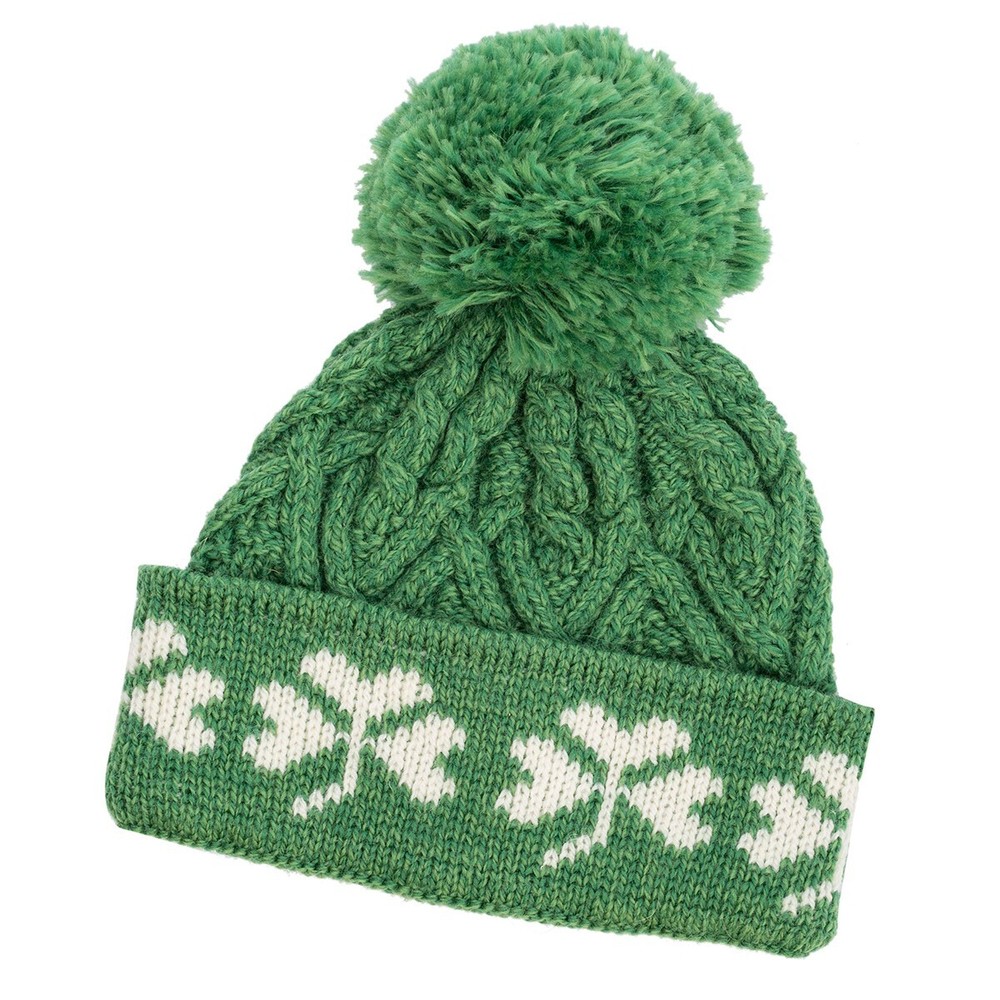 Ladies Merino Wool Hat with Shamrocks