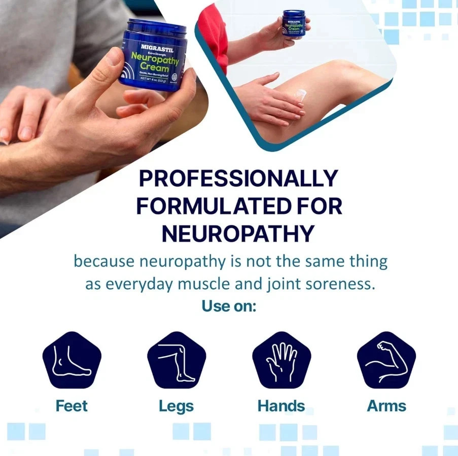 Basic Vigor Migrastil Neuropathy Relief Cream Extra Strength for Feet Legs an