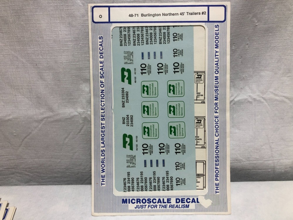 O Scale Microscale Decals 48-71 Burlington Northern 45' Trailers #2
