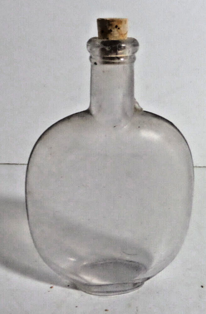 oval cork top flask bottle antique EMPTY