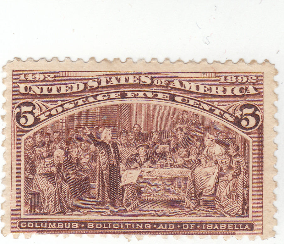 Scott #234 - 5c Chocolate - Columbus Soliciting Aid - Mint Hinged - SCV - $50.00
