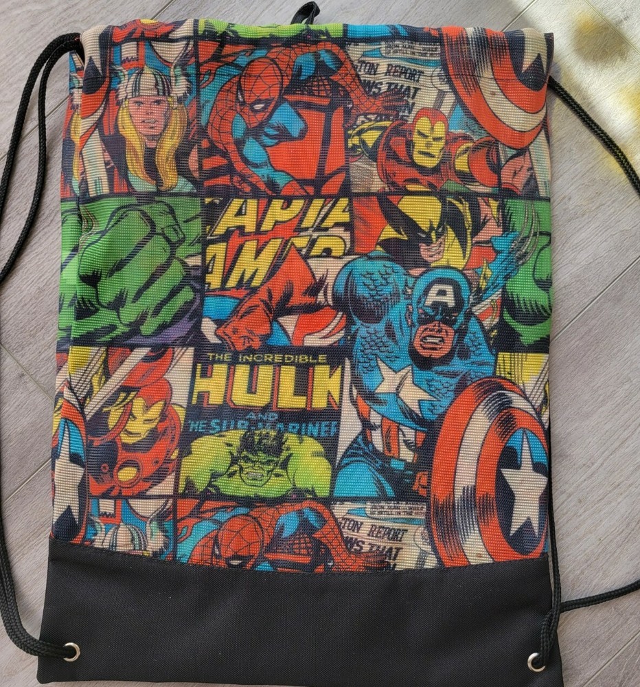 Marvel Superhero Mesh Drawstring Backpack NWOT