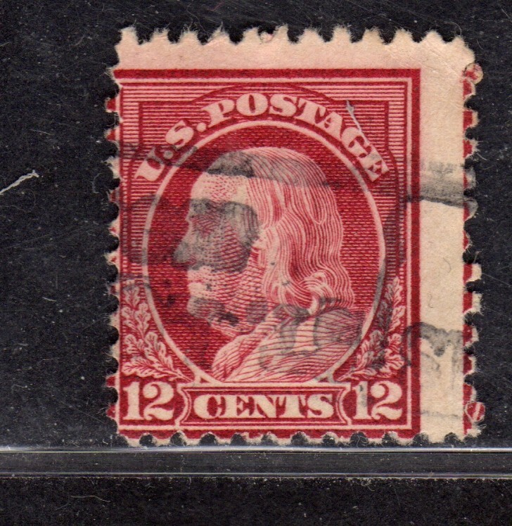 Perfectly Flawed 12c 1917 SN 512 Used Error - Beautiful Franklin Misperf