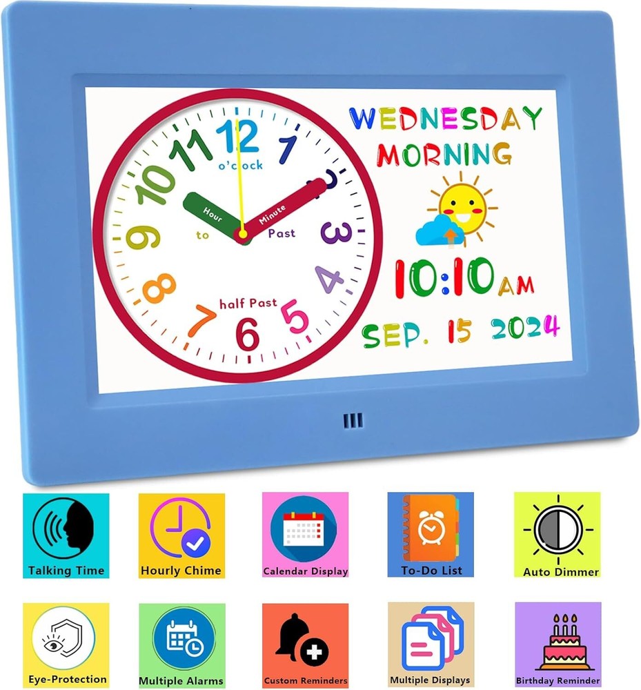 Digital teaching clock speaking time, 24-hour alarm customizable reminder