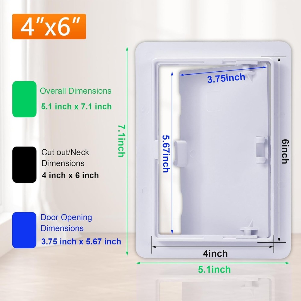 Plastic Access Panel Drywall Ceiling 4x6 Inch Hinged White Door
