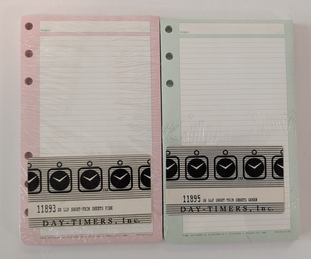 Day Timer Short Trim Sheets Refill Pages  - K664 1189S