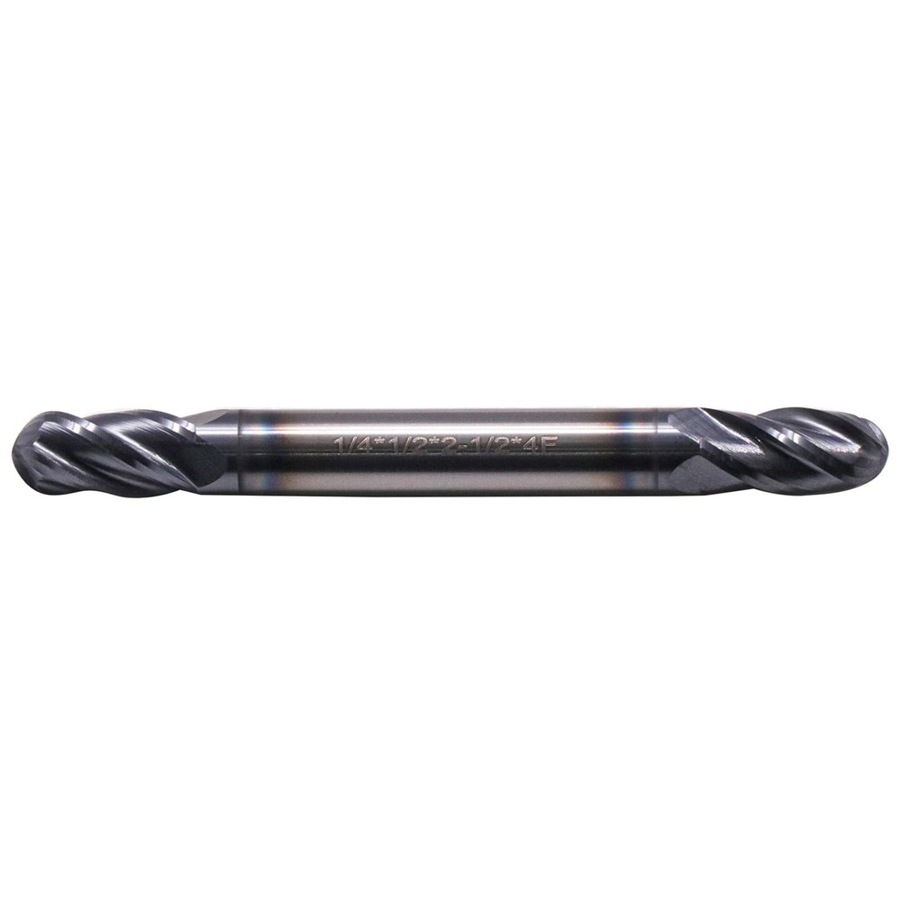 1/4" Solid Carbide Ball Nose End Mill - Double End - AlTiN Coated, 4 Flute, 3...