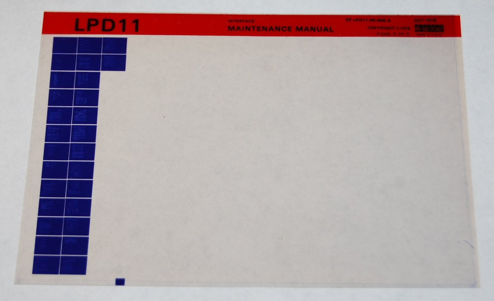 DEC LPD11 Interface Maintenance Manual, Microfiche