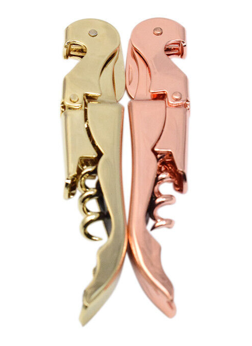 Gold & Copper Plated Corkscrew Double Hinge Waiters Wine Key/Bottle Opener