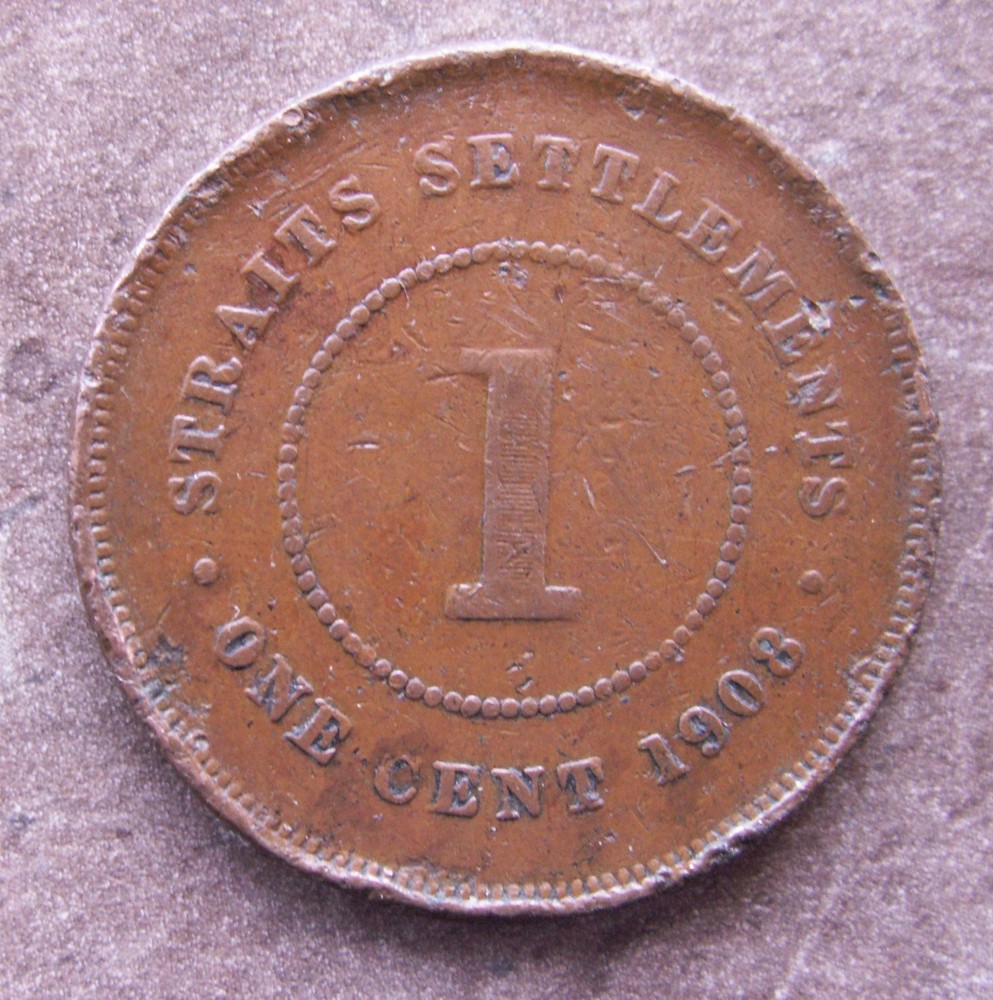 STRAITS SETTLEMENTS  ONE CENT 1908