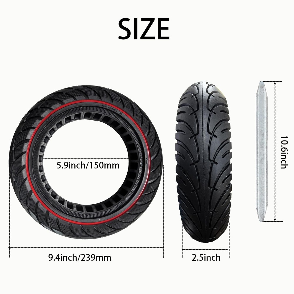 60/70-6.5 Scooter Tire, 2pcs 10 x 2.5 Solid Tires，Replacement Wheel Compa