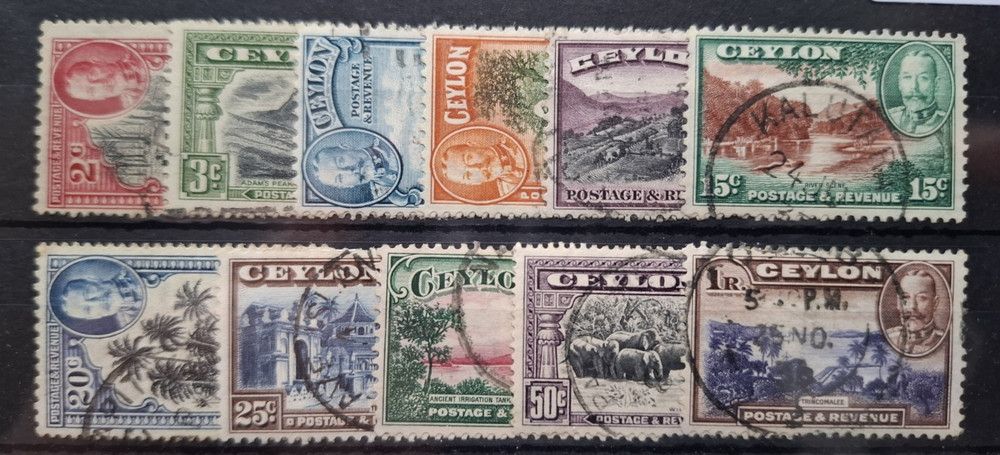 Ceylon 1935/6 set of 11 values, used