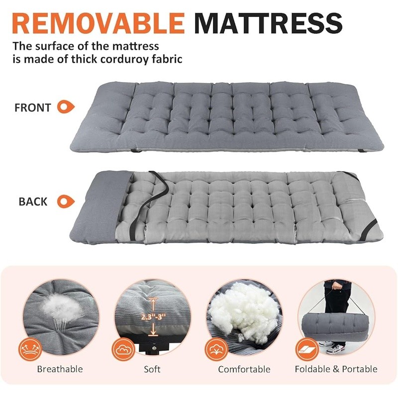 Portable Sleeping Cot Easy Setup Durable Steel Frame Travel Mat W/ Side Pocket