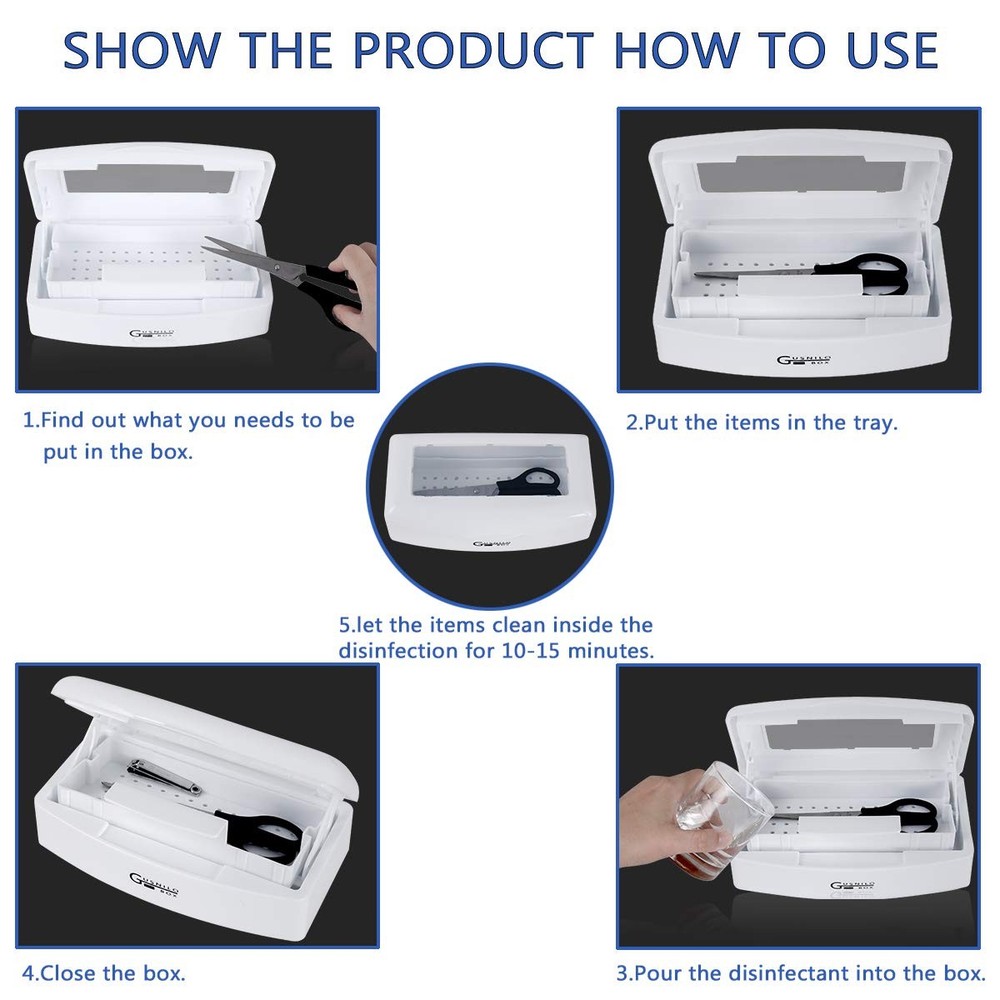 Sanitizing Tray - Disinfectant Container Nail Tool Sterilizer Box Plastic San...