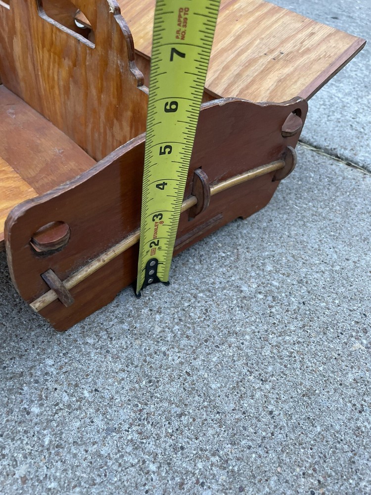 Vintage Wood Sewing Storage Box w/Handle NL
