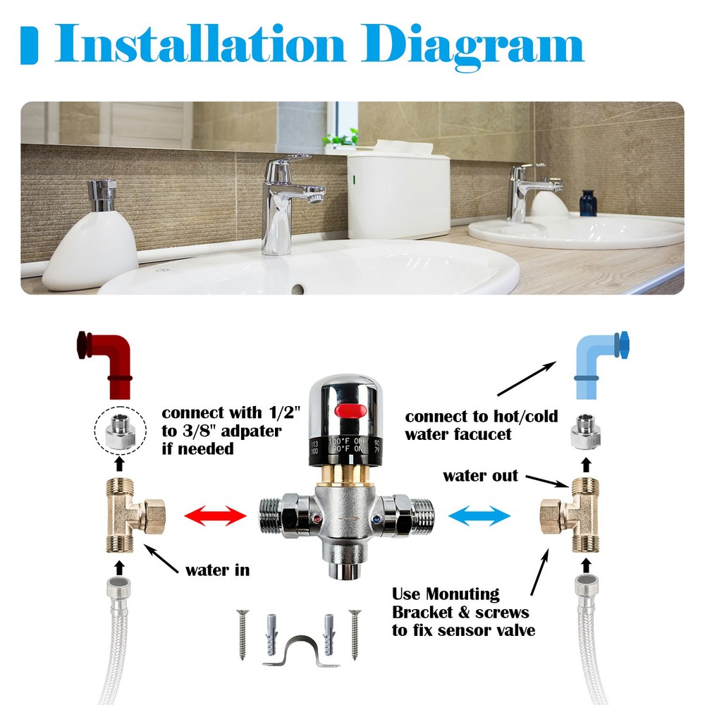 Adjustable Temperature Hot Water Circulation Pump Bypass Valve for Instant Hot