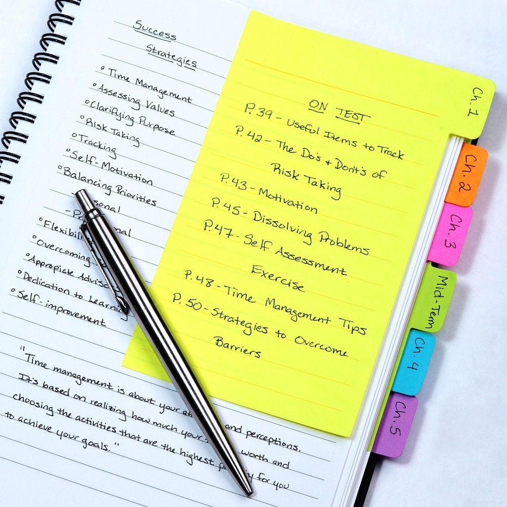 Redi-Tag Divider Sticky Notes, Tabbed Self-Stick Lined Notepads, Adhesive Not...