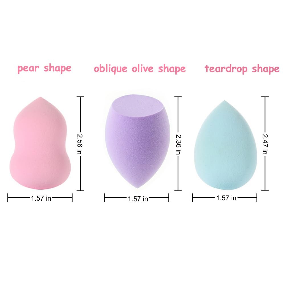 15 Pcs Makeup Sponges Set 3 Shapes Multi-Colored Soft