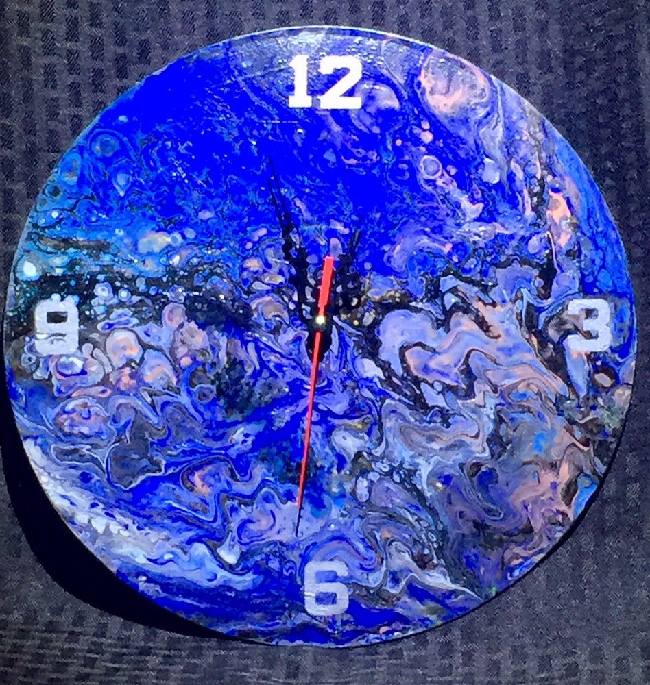 Handmade Vinyl Record Acrylic Pour Paint Clock