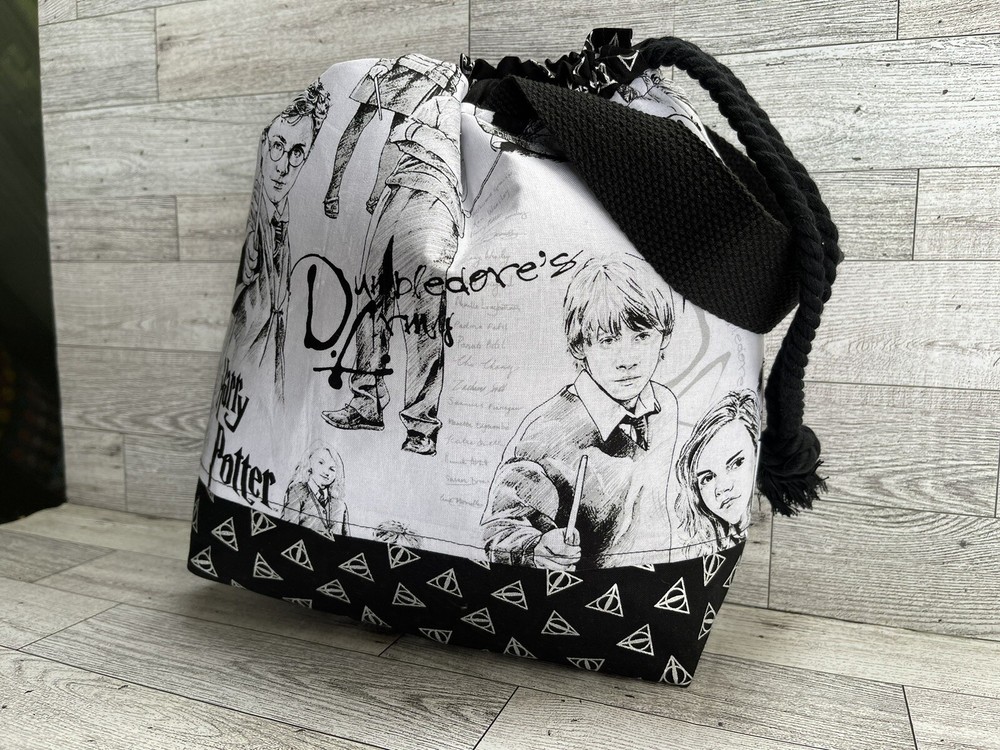 Project Bag Drawstring Knitting Crochet Craft Tote Size Medium