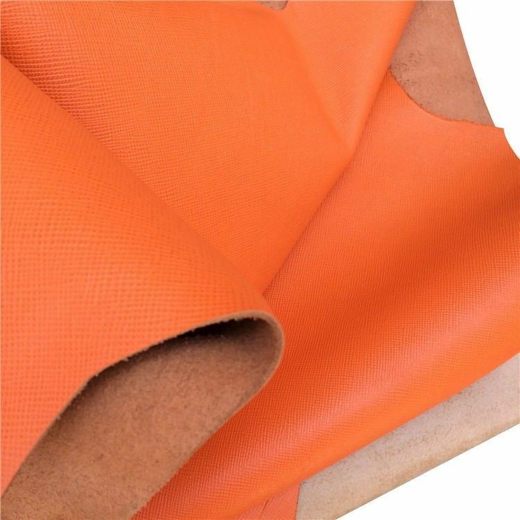 Orange taiga First layer leather material cross pattern cowhide Leathercraft DIY
