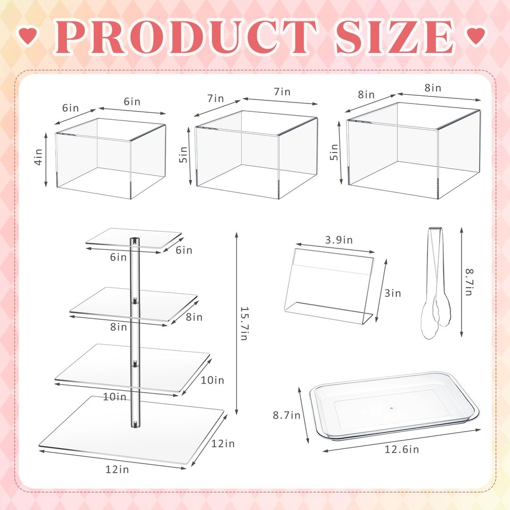 11 Pack Dessert Table Display Set Risers Display Stands, 3 Pcs Buffet Risers,...