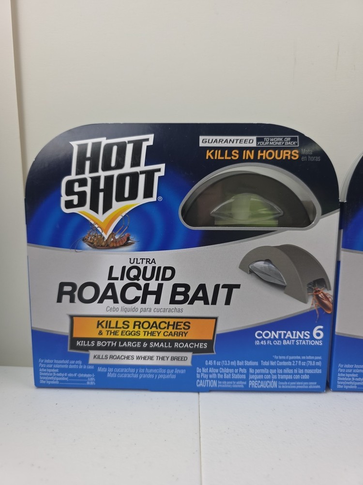 Hot Shot Liquid Roach Bait, Roach Killer, 2 Pack, 12-Count Total. Works Fast