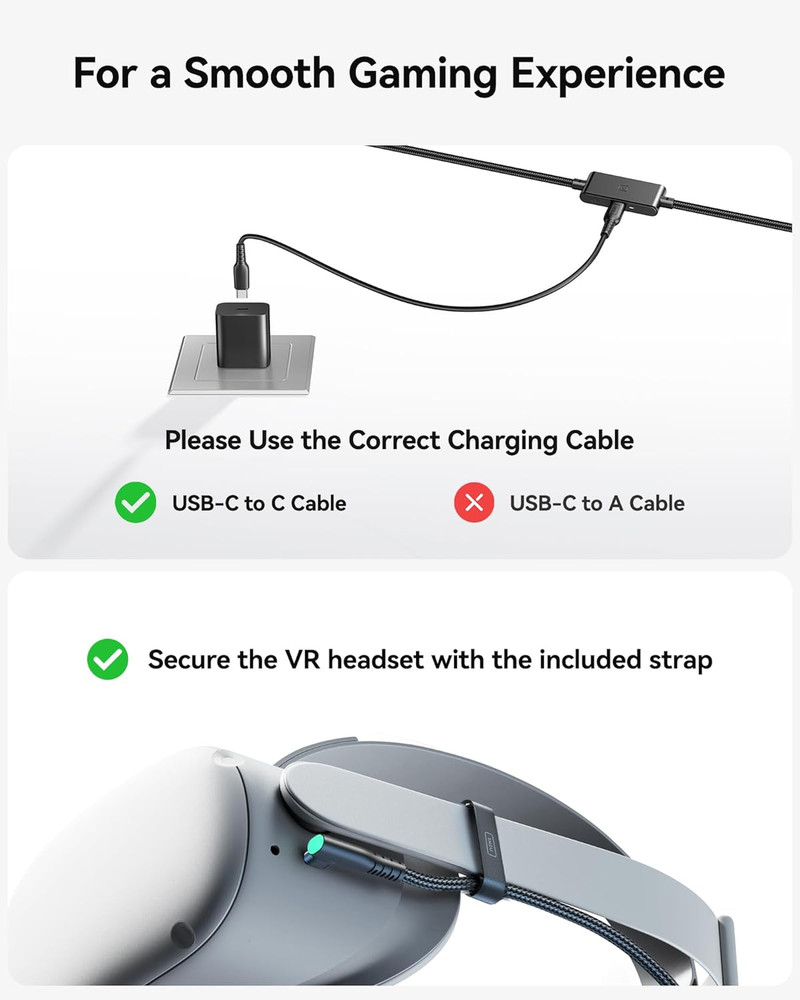 Link Cable with Charging [16Ft] for Meta Quest 3/3S, Oculus Quest 2/Pro, P