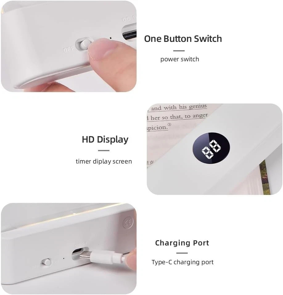 Rechargeable Clear LED Flat Book Light with 3 Color Modes & Timer