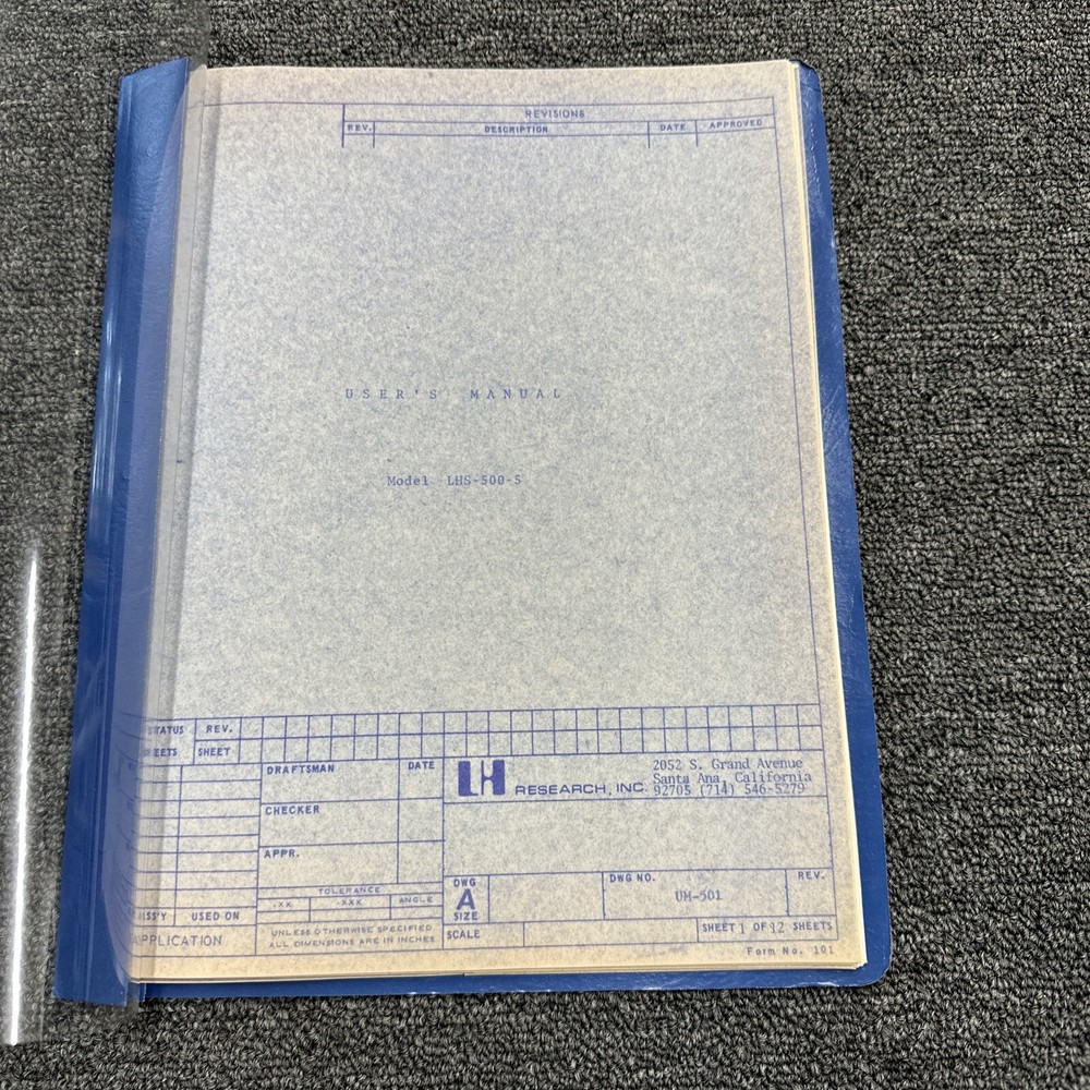 LH Research Model LHS-500-5 User's Manual