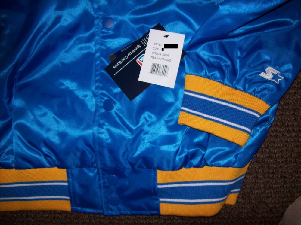 Warriors Jacket NBA Golden State STARTER Snap Down BLUE Small