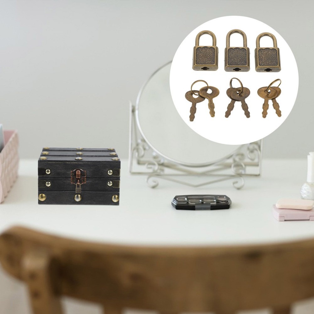 12 Sets Small Metal Padlock Mini Black Key for Storage Unit Cute Locker