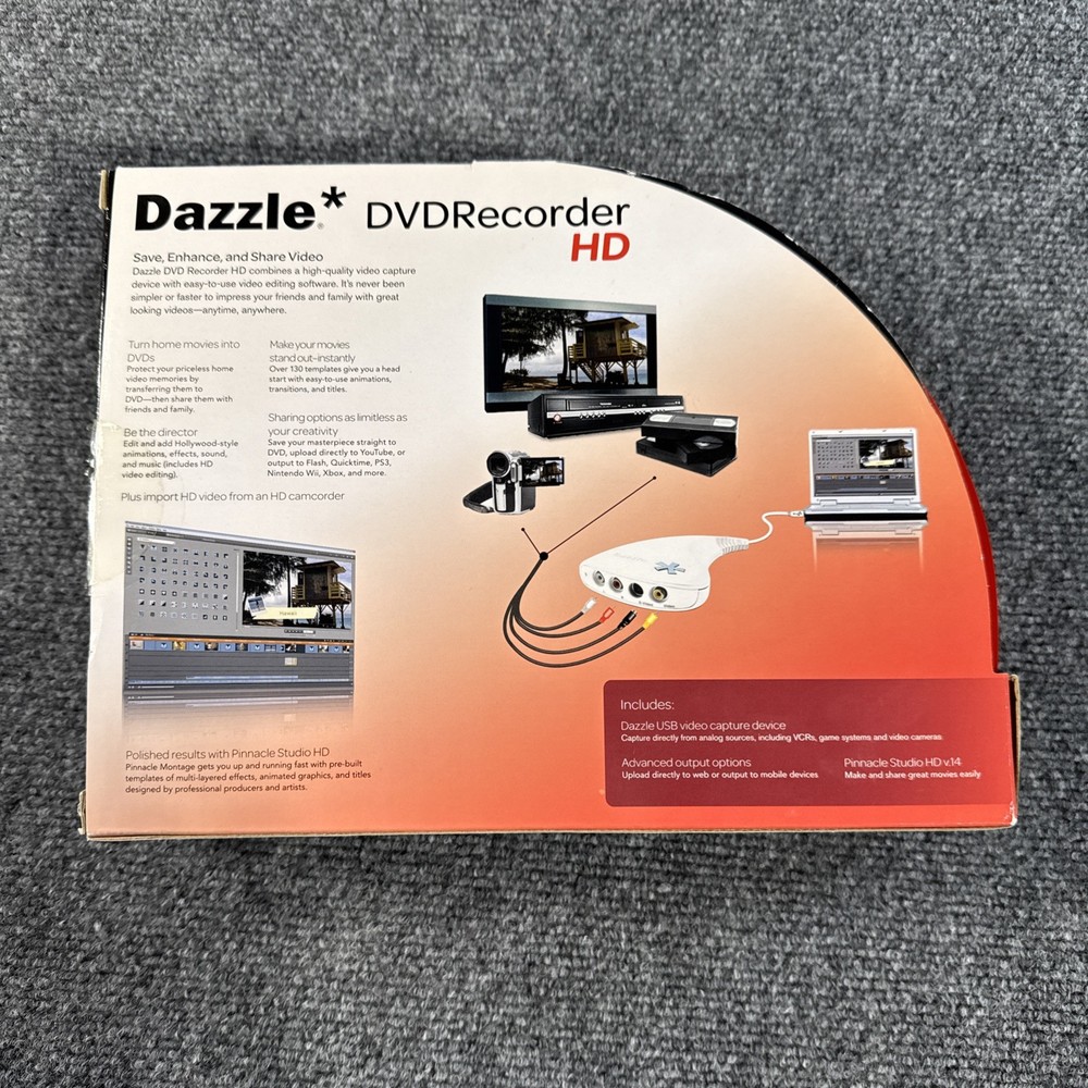 Pinnacle Dazzle DVD Recorder HD Video Capture Device + Studio Software