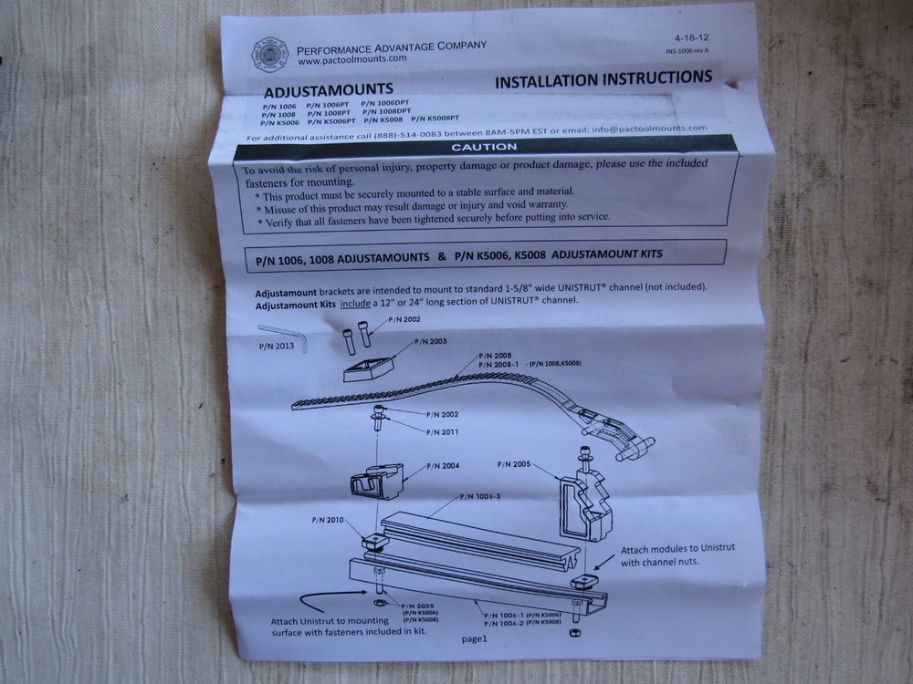 Pac Tools Mount Adjustamount Kit W/Pac K5006