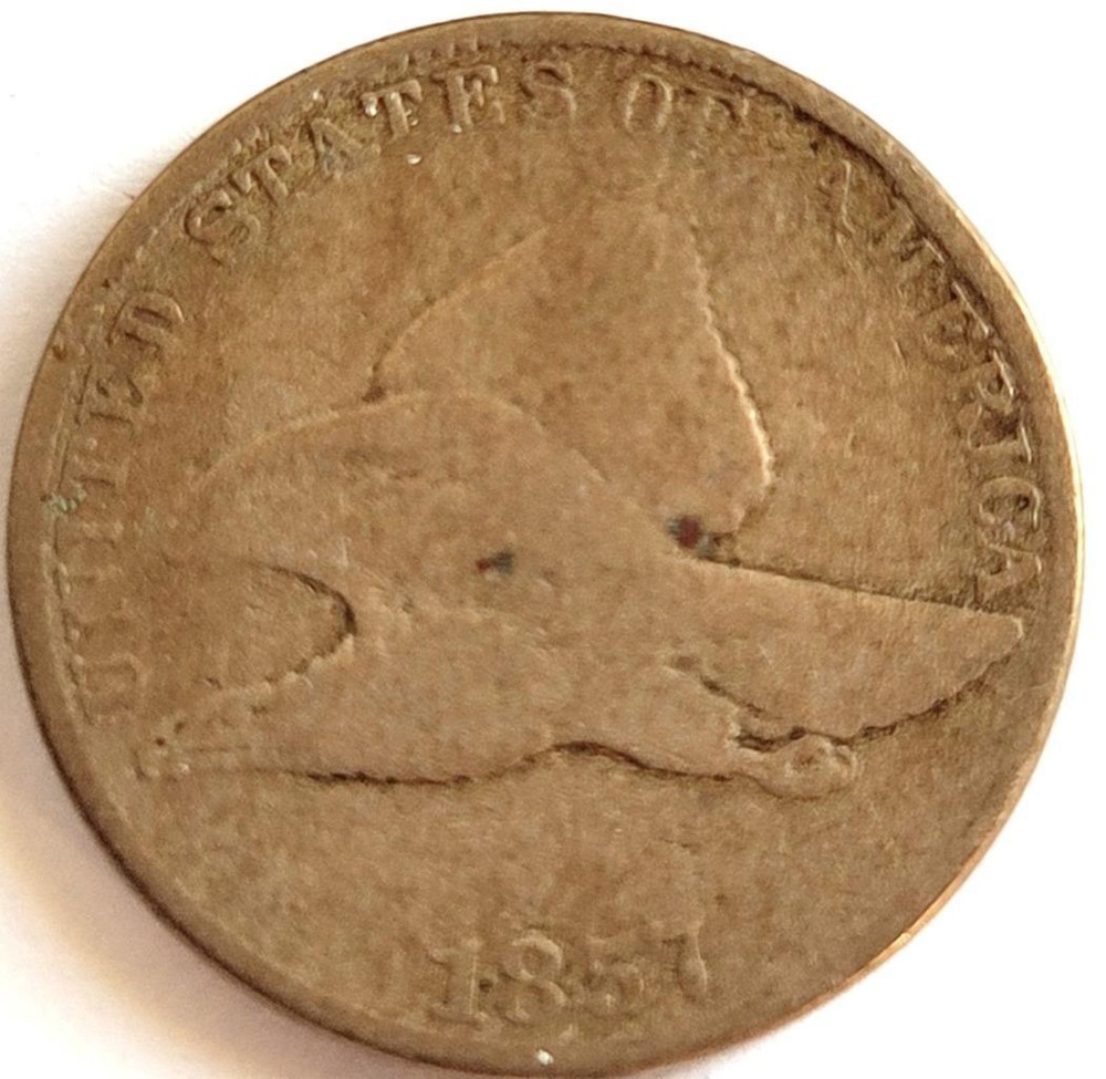 1857 US FLYING EAGLE PENNY 1 CENT G DETAILS