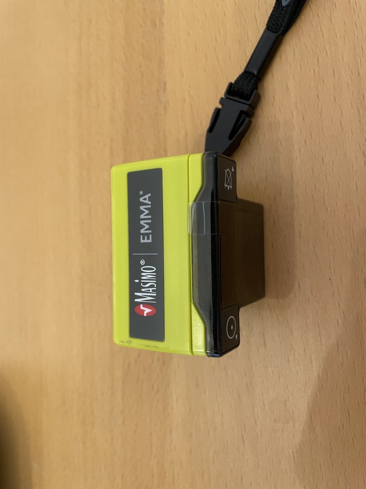 Masimo EMMA capnograph with two airway tubes, tested