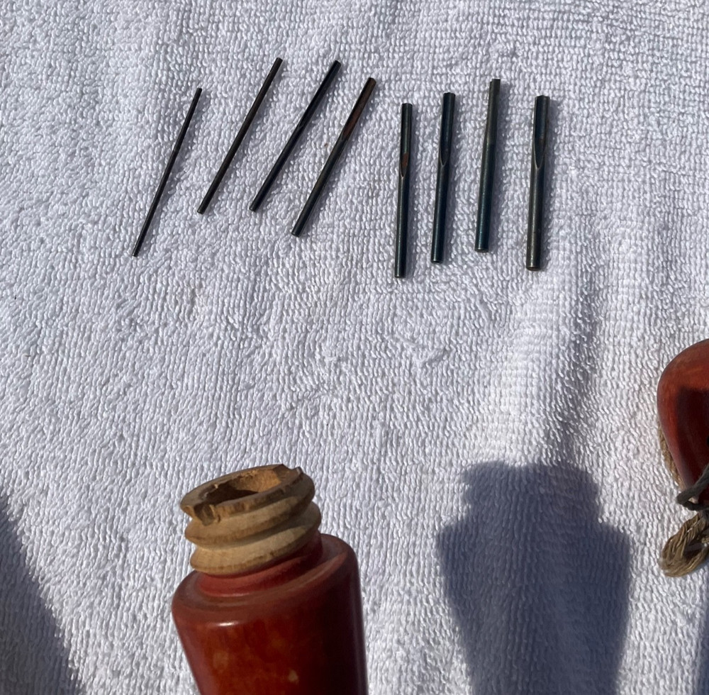 SOJO 2-01 ANTIQUE HAND DRILL WITH BITS IN HANDLE